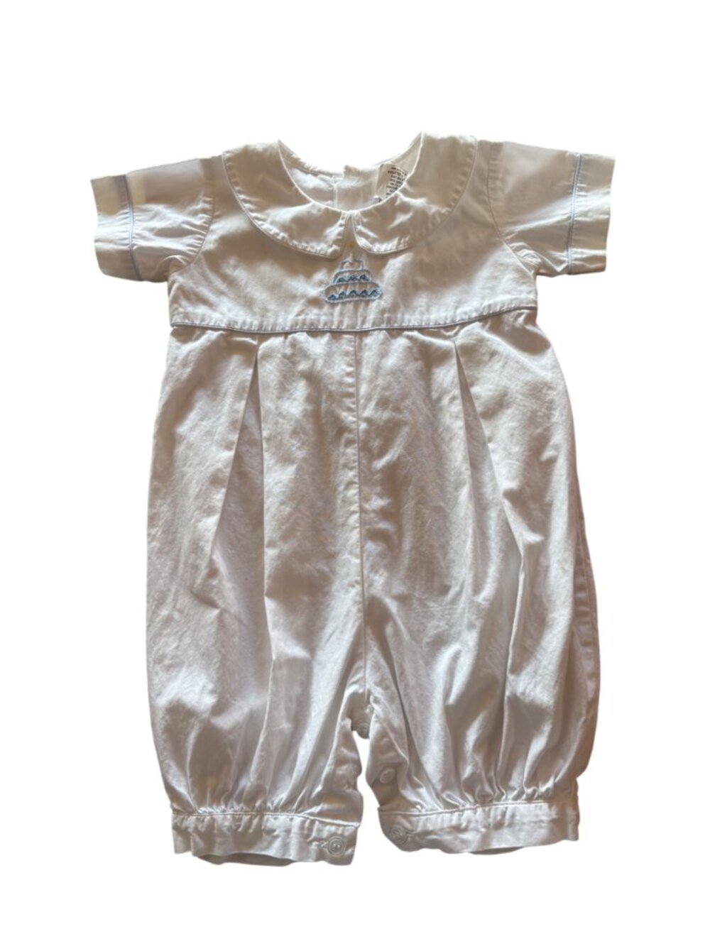 Dondolo Short Sleeve Embroidered Birthday Cake Collared Romper Size 18M